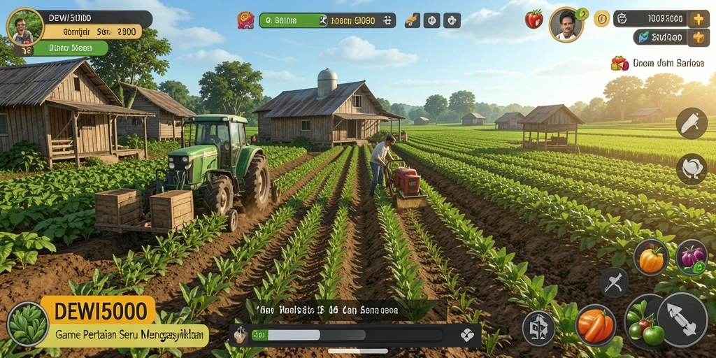 Tampilan gameplay <strong>DEWI5000</strong> yang menampilkan keseruan bertani.
