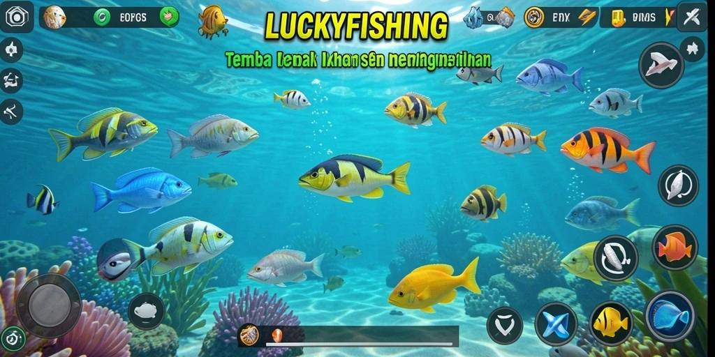 Tangkapan layar gameplay seru LUCKYFISHING.