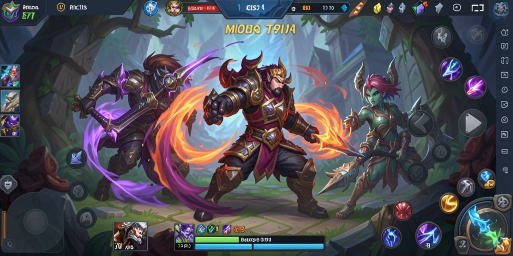 Tampilan aksi seru dalam gameplay MOBA RICIS77.